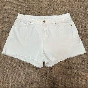 7 FOR ALL MANKIND S-29 HIGH WAIST SHORT RAW HEM WHITE CUT OFF SHORTS 🤍